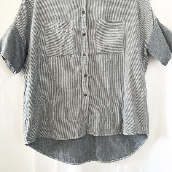 Madewell Navy Oversized Boxy Cotton Courier Shirt in Lilydale Stripe Sz XS - Picture 6 of 13